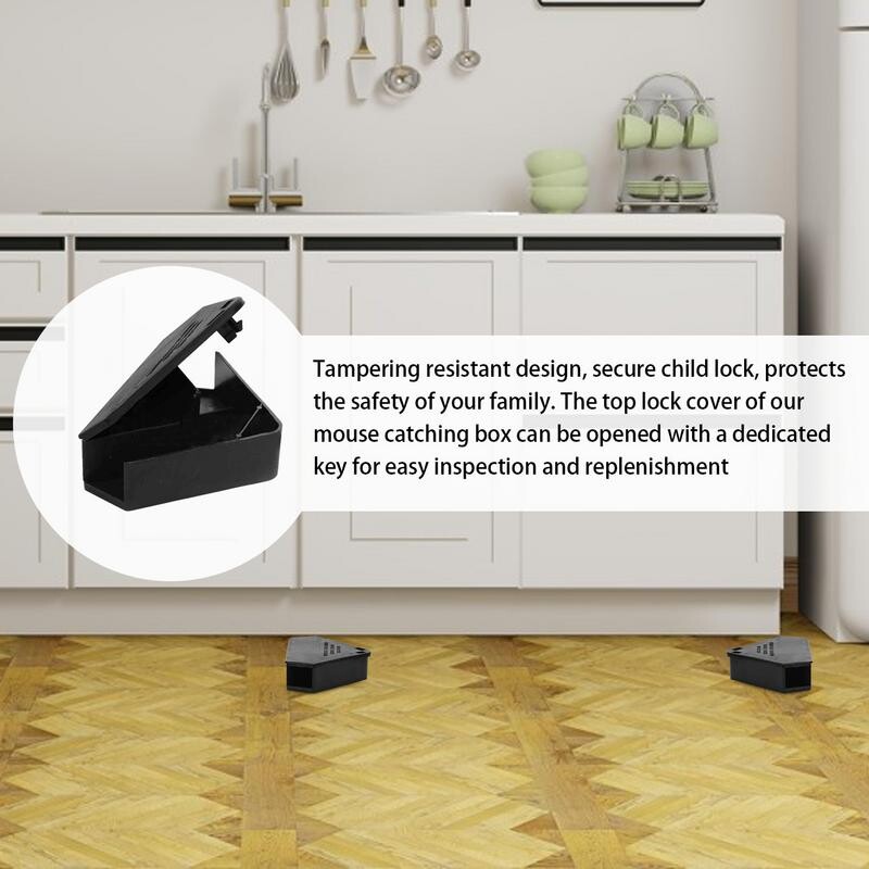 Namų žiurkės pelės jaukų blokų gaudyklė Daugkartinio naudojimo spąstų stoties dėžutė, trikampė jaukų stoties jaukų dėžutės dėžutė pelėms ir metalinis raktas
