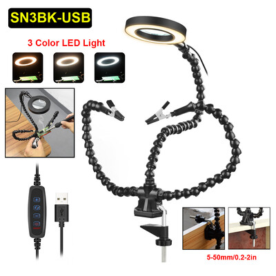 Toolour Τρίτο Χέρι Συγκόλλησης Εργαλείο με 3X USB μεγεθυντικό φακό LED 3 τεμ.