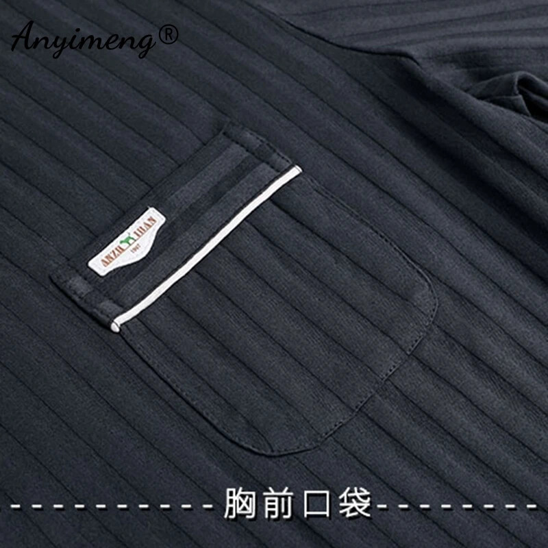 Бизнес Мъжко спално облекло за свободното време Жилетка Спално облекло за джентълмен Мъжки салонни облекла Есен Зима Комплект мека памучна пижама за мъж