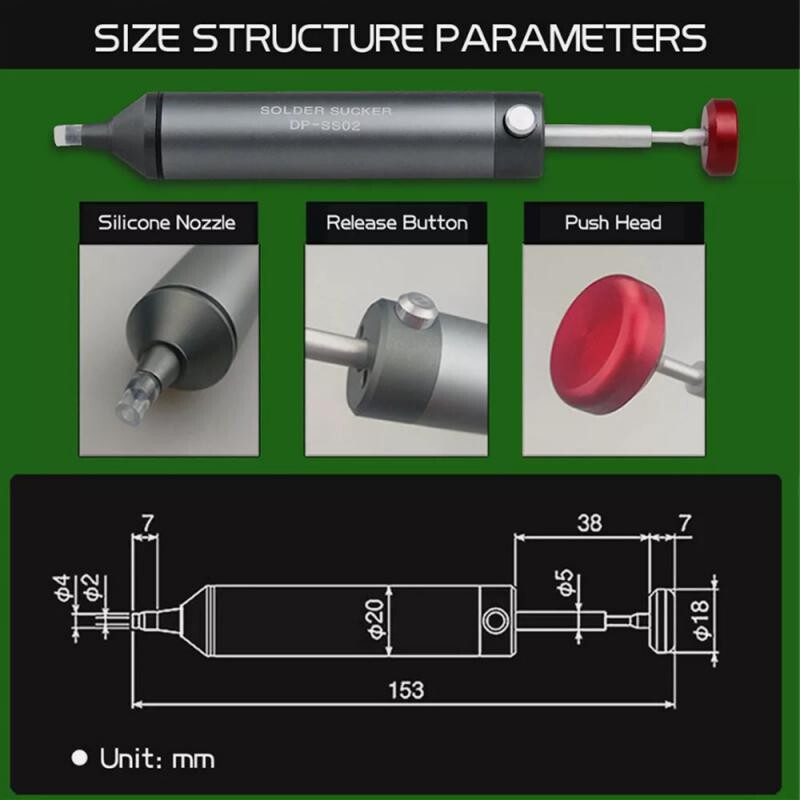 Galingas litavimo siurblys, siurbiamas skardos pistoletas, litavimo siurbtukas, nuimamas vakuuminis litavimo geležies suvirinimo taisymo įrankis