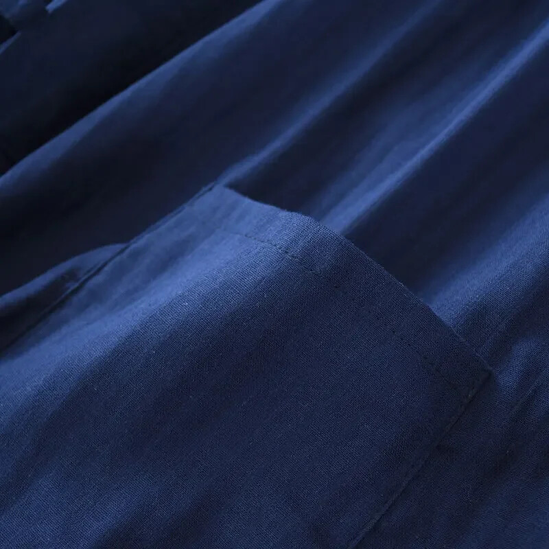Pánske bavlnené kimono župany, pyžamá, oblečenie, tenké jarné a jesenné čierne a námornícke farby, domáce oblečenie, voľné, ležérne, pánske župany