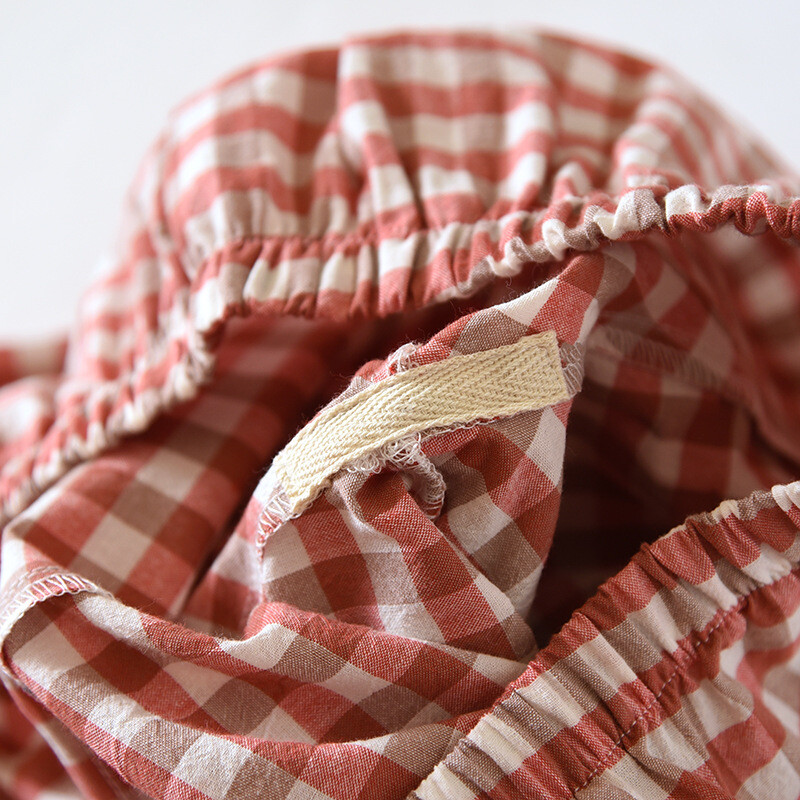 2024 Νέο ιαπωνικό σετ πιτζάμες για ζευγάρια για την Άνοιξη και το Φθινόπωρο 100% βαμβακερό ανδρικό και γυναικείο καρό μακρυμάνικο δύο τεμάχια επίπλωση σπιτιού