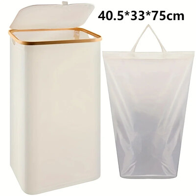 Bambusova košara za prljavu odjeću Spavaća soba s unutarnjom torbom i poklopcem Kutija za pohranu Kupaonica Velika košara za prljavu odjeću Spremište za rublje