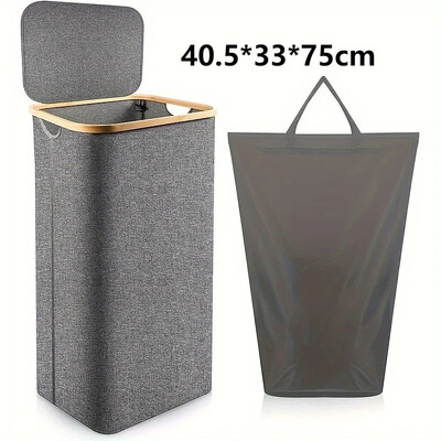 Bambusova košara za prljavu odjeću Spavaća soba s unutarnjom torbom i poklopcem Kutija za pohranu Kupaonica Velika košara za prljavu odjeću Spremište za rublje
