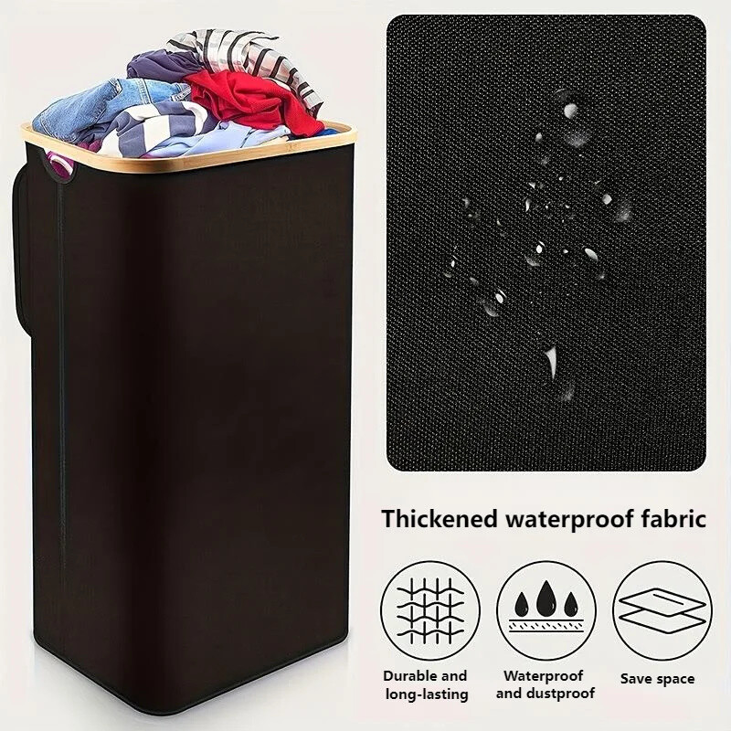 Bambusova košara za prljavu odjeću Spavaća soba s unutarnjom torbom i poklopcem Kutija za pohranu Kupaonica Velika košara za prljavu odjeću Spremište za rublje