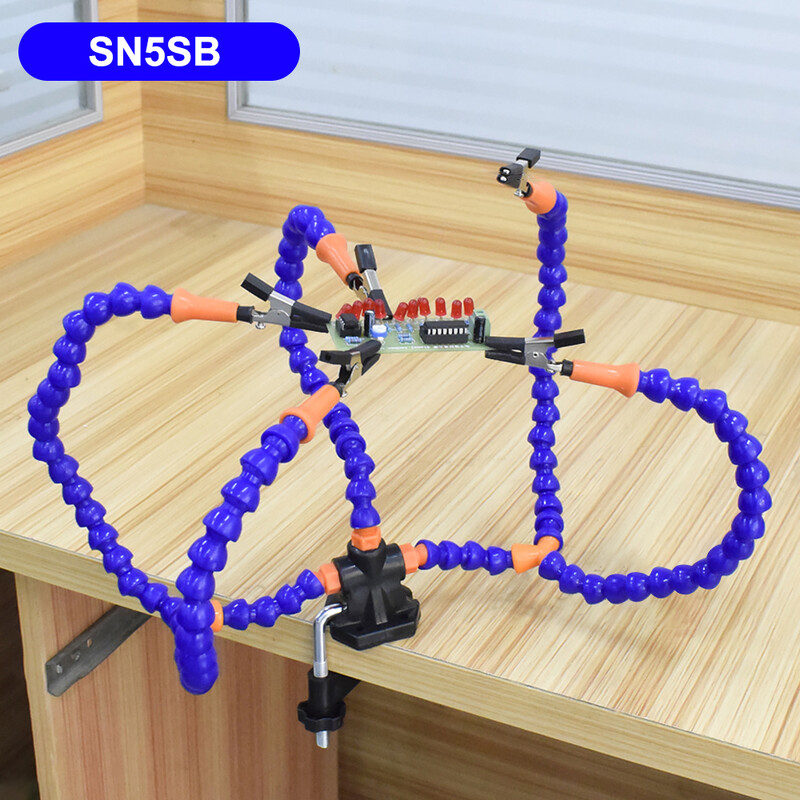 Segítő kezek Harmadik kézi forrasztószerszám PCB tartó Flexibilis karok asztali klipszel Kézműves Ékszer Hobbi Műhely Segédállomás