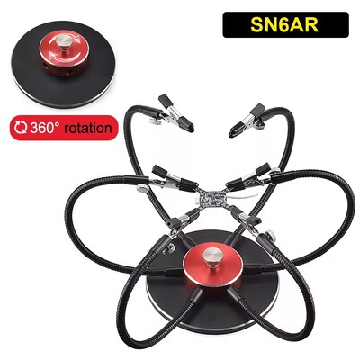 NEWACALOX forrasztás javítás Segítő kezek Harmadik kéz 360°-ban forgatható alaplap NYÁK tartó 6 db Flexibilis karú hegesztő munkapad szerszám