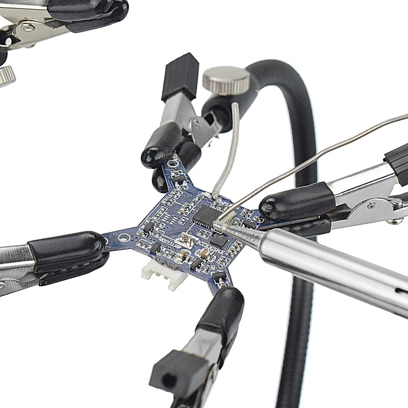 NEWACALOX forrasztás javítás Segítő kezek Harmadik kéz 360°-ban forgatható alaplap NYÁK tartó 6 db Flexibilis karú hegesztő munkapad szerszám