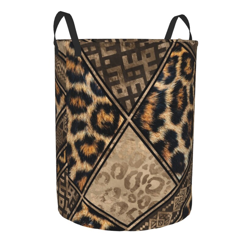 Egyedi leopárd szőrme Etnikai törzsi geometriai díszek Mosodai kosár Állati bőr textúrájú babatartó tárolórekeszek