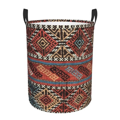 Coș de rufe Kilim turcesc personalizat, coș mare de depozitare pentru haine, artă etnică boemă, organizator de coș de jucării pentru creșă