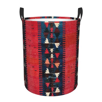 Coș de rufe Kilim turcesc personalizat, coș mare de depozitare pentru haine, artă etnică boemă, organizator de coș de jucării pentru creșă