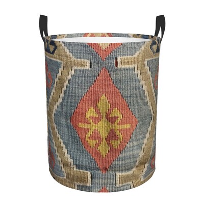Coș de rufe Kilim turcesc personalizat, coș mare de depozitare pentru haine, artă etnică boemă, organizator de coș de jucării pentru creșă