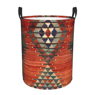 Coș de rufe Kilim turcesc personalizat, coș mare de depozitare pentru haine, artă etnică boemă, organizator de coș de jucării pentru creșă