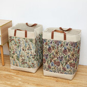 1 db nagy kapacitású pamut és lenvászon összecsukható tároló kosár, piszkos ruhakosár, ruházathoz használt, játékok, egyéb termékek tárolására