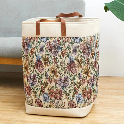 1 db nagy kapacitású pamut és lenvászon összecsukható tároló kosár, piszkos ruhakosár, ruházathoz használt, játékok, egyéb termékek tárolására