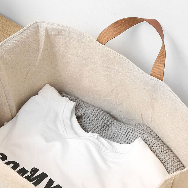 1 db nagy kapacitású pamut és lenvászon összecsukható tároló kosár, piszkos ruhakosár, ruházathoz használt, játékok, egyéb termékek tárolására