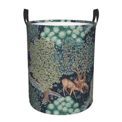 Coș de rufe personalizat William Morris Art, pliabil, cu model textil floral, coș pentru copii pentru coșuri de depozitare, organizator de jucării de pepinieră