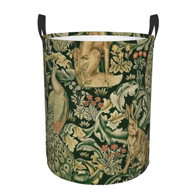Coș de rufe personalizat William Morris Art, pliabil, cu model textil floral, coș pentru copii pentru coșuri de depozitare, organizator de jucării de pepinieră
