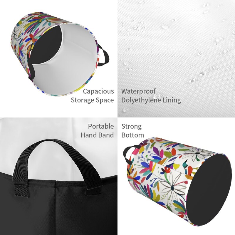 Mexický kôš na bielizeň Otomi s vtákmi, skladací kôš na bielizeň so zvieratami a výšivkou pre detské hračky, organizér, úložné koše