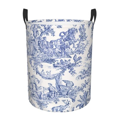 Egyedi francia vidéki Toile De Jouy mosodai kosár Összecsukható, nagy kapacitású ruhatároló motívumok babatartó