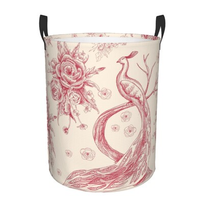 Egyedi francia vidéki Toile De Jouy mosodai kosár Összecsukható, nagy kapacitású ruhatároló motívumok babatartó