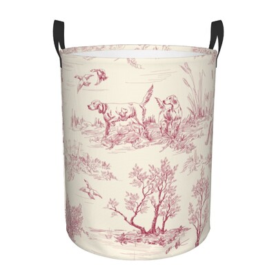 Egyedi francia vidéki Toile De Jouy mosodai kosár Összecsukható, nagy kapacitású ruhatároló motívumok babatartó