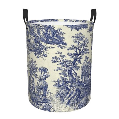 Egyedi francia vidéki Toile De Jouy mosodai kosár Összecsukható, nagy kapacitású ruhatároló motívumok babatartó