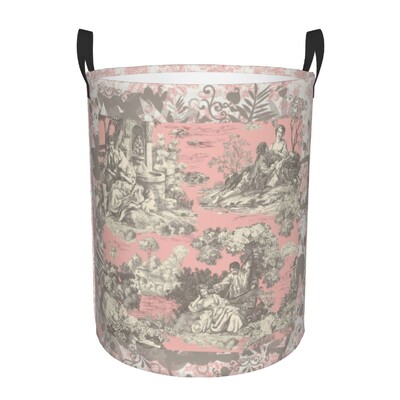 Egyedi francia vidéki Toile De Jouy mosodai kosár Összecsukható, nagy kapacitású ruhatároló motívumok babatartó