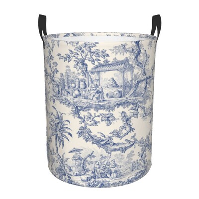Egyedi francia vidéki Toile De Jouy mosodai kosár Összecsukható, nagy kapacitású ruhatároló motívumok babatartó
