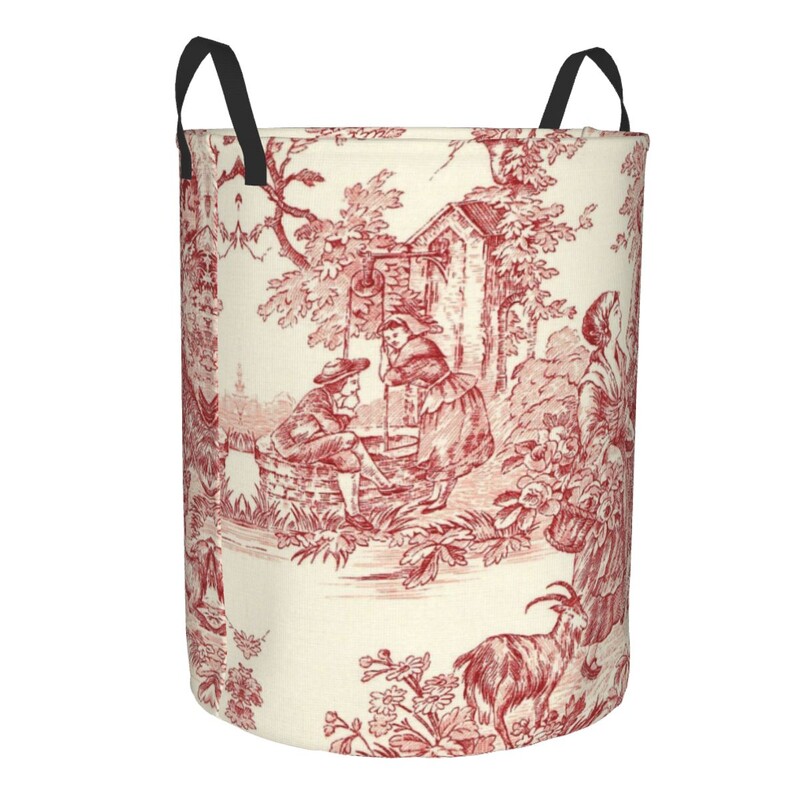 Egyedi francia vidéki Toile De Jouy mosodai kosár Összecsukható, nagy kapacitású ruhatároló motívumok babatartó