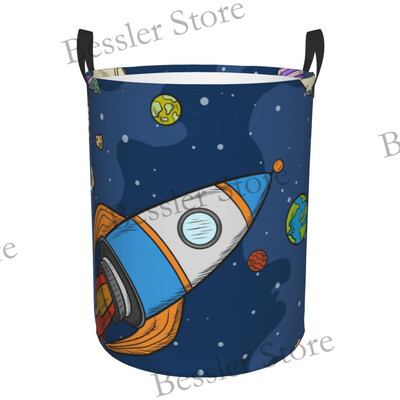 Összecsukható szennyeskosár Képregény tér bolygókkal Űrhajókkal Piszkos ruhák Játékok Tároló Vödör Ruhásszekrény Ruharendező akadály