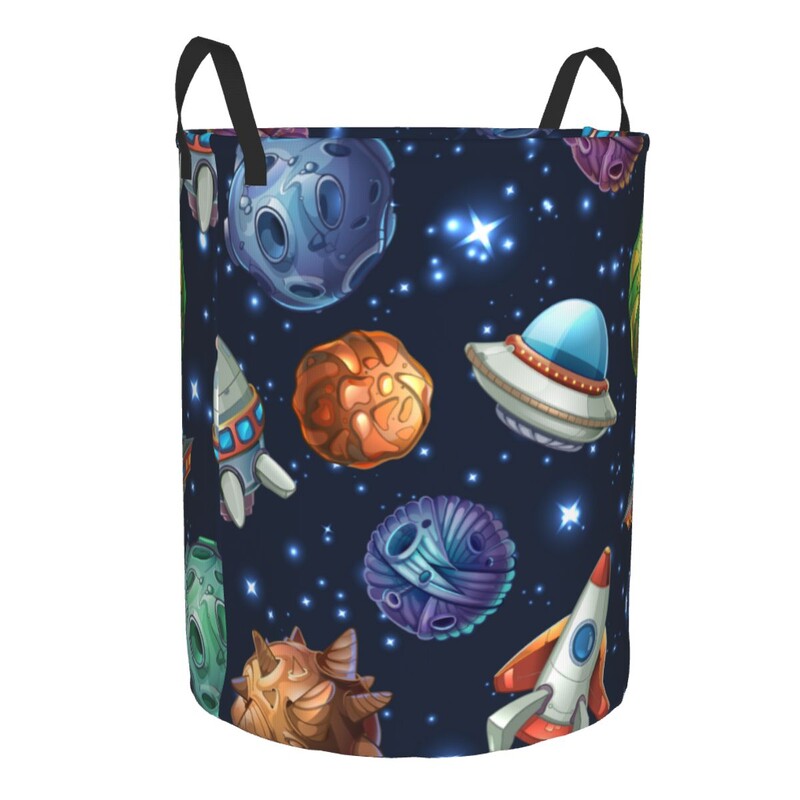 Összecsukható szennyeskosár Képregény tér bolygókkal Űrhajókkal Piszkos ruhák Játékok Tároló Vödör Ruhásszekrény Ruharendező akadály