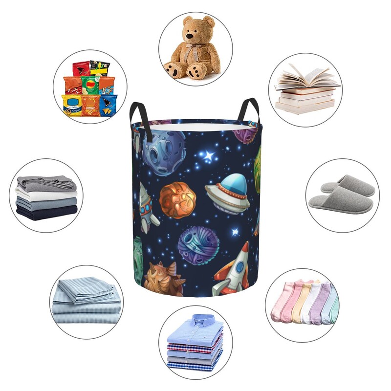 Összecsukható szennyeskosár Képregény tér bolygókkal Űrhajókkal Piszkos ruhák Játékok Tároló Vödör Ruhásszekrény Ruharendező akadály