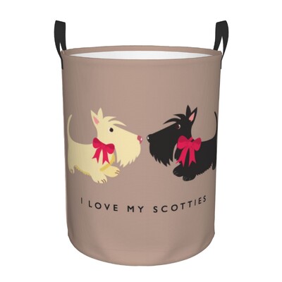 I Love My Scotties skalbinių krepšelis Sulankstomas škotų terjerų šunų drabužiai, trukdantys žaislai, laikymo dėžės