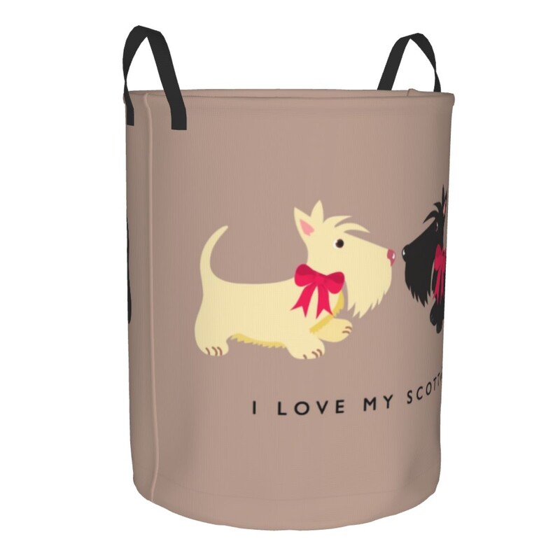 I Love My Scotties skalbinių krepšelis Sulankstomas škotų terjerų šunų drabužiai, trukdantys žaislai, laikymo dėžės