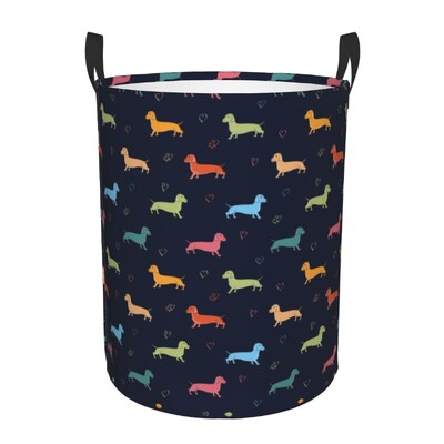 Coș de rufe personalizat cu teckel, coș mare de depozitare pentru haine, bursuc, cârnați, câini, jucării, coș organizator pentru copii
