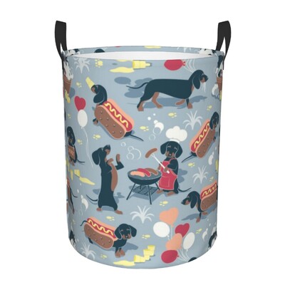 Coș de rufe personalizat cu teckel, coș mare de depozitare pentru haine, bursuc, cârnați, câini, jucării, coș organizator pentru copii