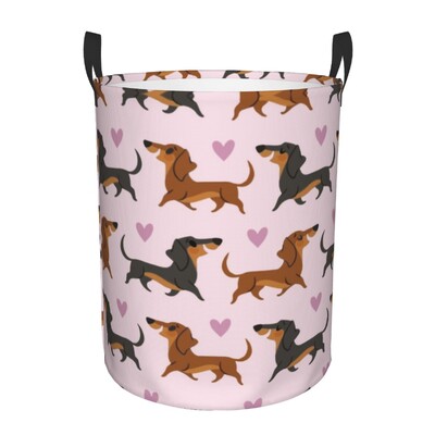 Coș de rufe personalizat cu teckel, coș mare de depozitare pentru haine, bursuc, cârnați, câini, jucării, coș organizator pentru copii