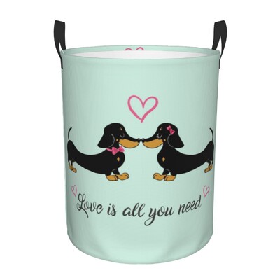Coș de rufe personalizat cu teckel, coș mare de depozitare pentru haine, bursuc, cârnați, câini, jucării, coș organizator pentru copii