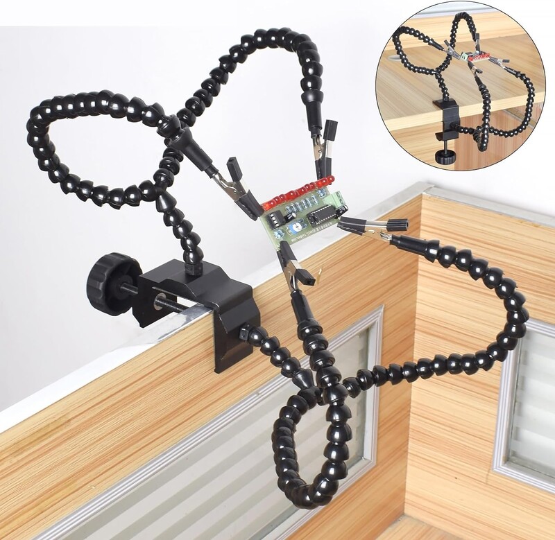 Többszörös forrasztó segítő kézi szerszám asztali csipesz Harmadik kézi forrasztóállvány hegesztő nyomtatott áramköri lap tartó flexibilis karú forrasztószerszám