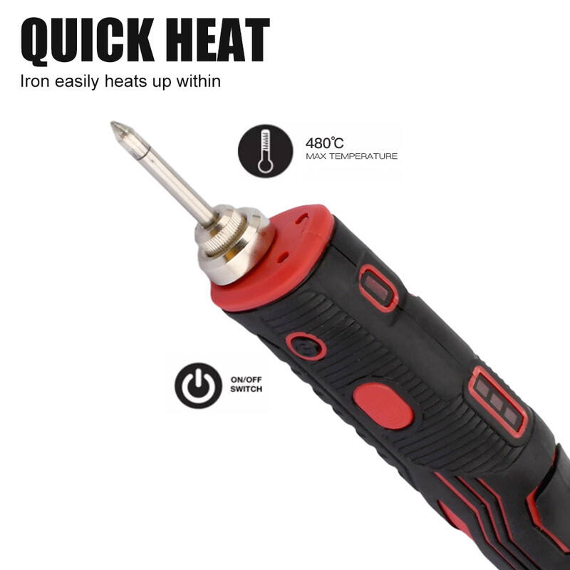 Belaidis elektrinis lituoklio komplektas 480 ℃ 1800 mAh įkraunamas litavimo įrankis Profesionalus nešiojamas suvirinimo įrankis