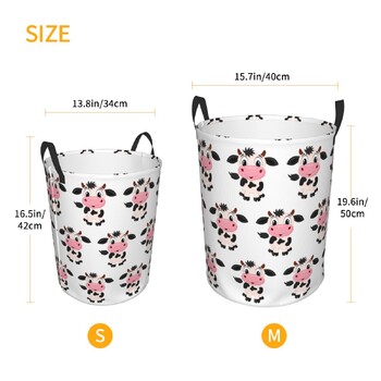 Προσαρμοσμένο χαριτωμένο Cartoon Milk Cow Laundry Hamper Καλάθι αποθήκευσης ρούχων με παιχνίδια οργανωτής κάδων για αγόρι αγόρι