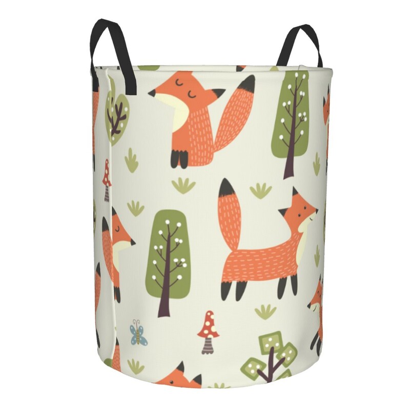 Αναδιπλούμενο καλάθι ρούχων για βρώμικα ρούχα Cute Little Fox and Forest Tree Storage Hamper Kids Baby Home Organizer