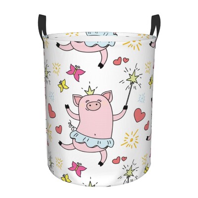 Πτυσσόμενο καλάθι ρούχων για βρώμικα ρούχα Princess Piggy Piggy Ballet Crown Magic Pig Storage Hamper Kids Baby Home Organizer