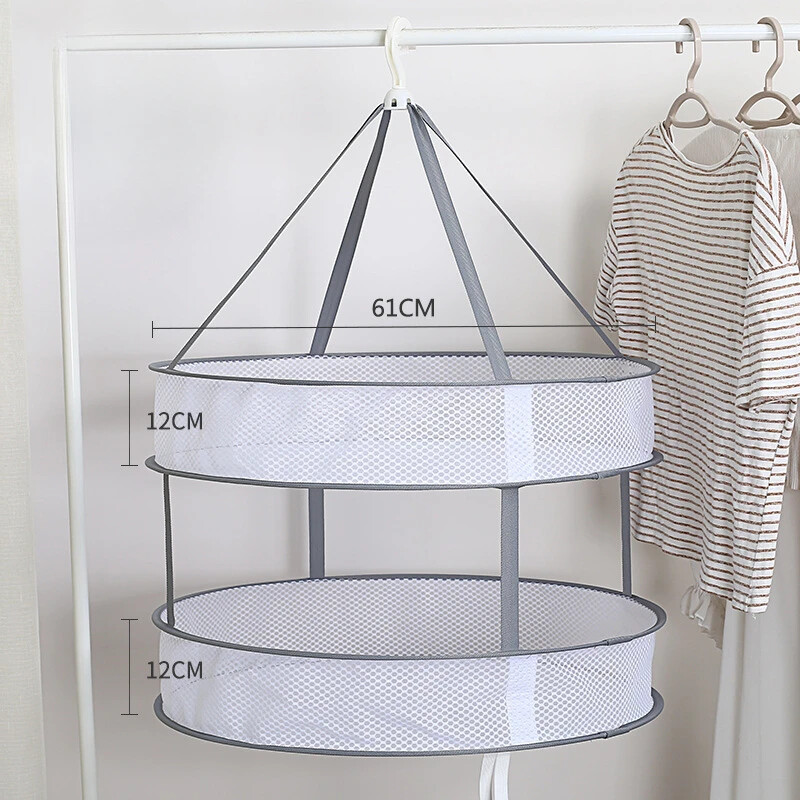 Összehajtható kétrétegű szárítókötél zokni pulóver zokni műtárgy ruhakötél lapos hálós táska szárítókötél háló 1 db