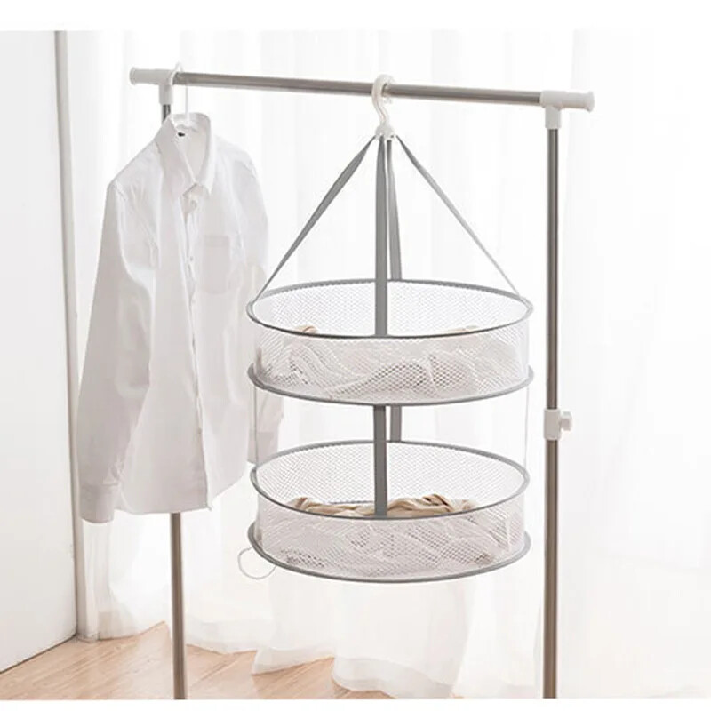 Összehajtható kétrétegű szárítókötél zokni pulóver zokni műtárgy ruhakötél lapos hálós táska szárítókötél háló 1 db