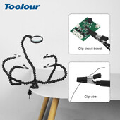 Toolour Helping Hands Spájkovací nástroj Tretie ruky Spájkovacie flexibilné ramená s 3-násobnou lupou Upínacia základňa Zvárací držiak PCB