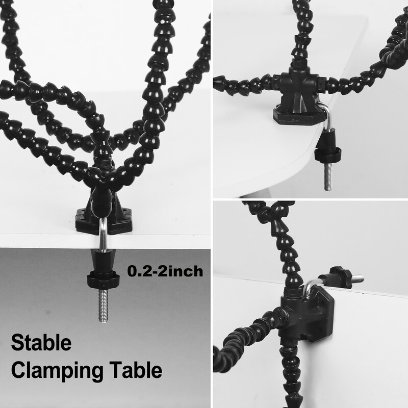 Toolour Helping Hands Spájkovací nástroj Tretie ruky Spájkovacie flexibilné ramená s 3-násobnou lupou Upínacia základňa Zvárací držiak PCB