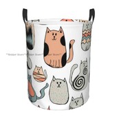 Sulankstomas skalbinių krepšelis nešvariems drabužiams Mielos katės meno laikymo kliūtis vaikams kūdikių namų organizatorius