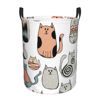 Sulankstomas skalbinių krepšelis nešvariems drabužiams Mielos katės meno laikymo kliūtis vaikams kūdikių namų organizatorius